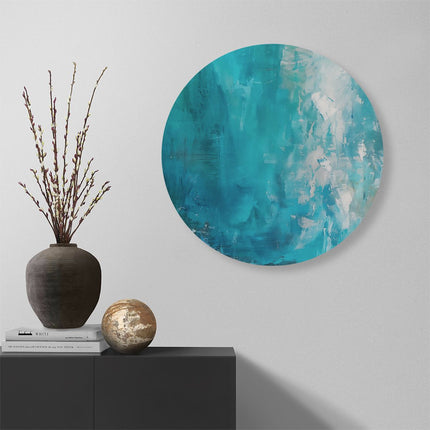Wandcirkel muur Abstract Kunstwerk van Blauw en Wit