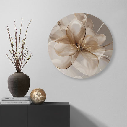Wandcirkel muur Bloem met een Beige Achtergrond
