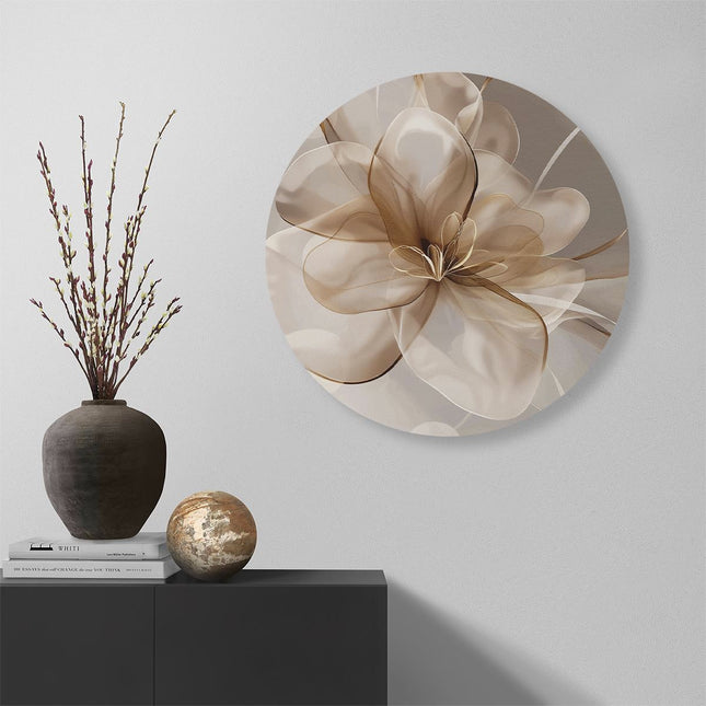 Wandcirkel muur Bloem met een Beige Achtergrond