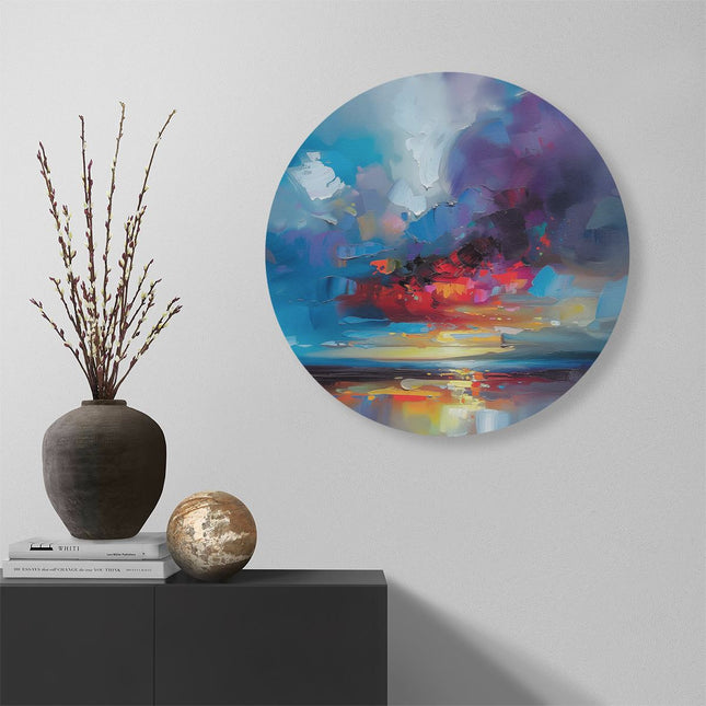 Wandcirkel muur Abstract Kunstwerk van een Zonsondergang