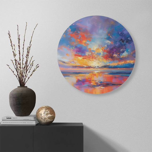 Wandcirkel muur Abstract Kunstwerk van een Zonsondergang