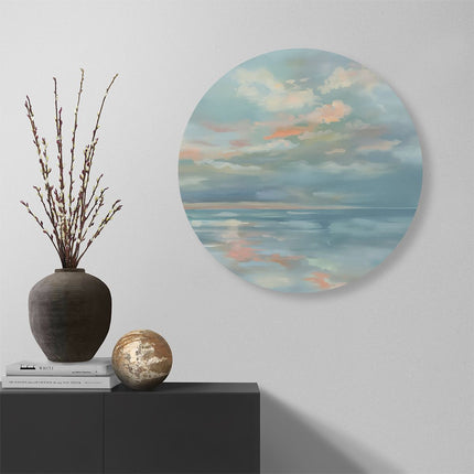Wandcirkel muur Kunstwerk van Wolken boven het Water