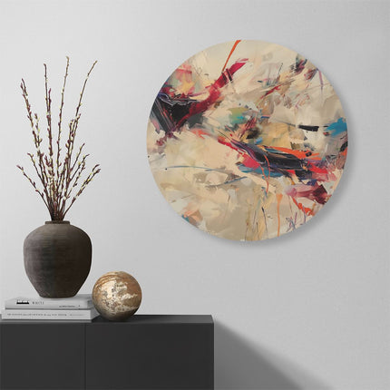 Wandcirkel muur Abstract Kunstwerk met veel Kleuren