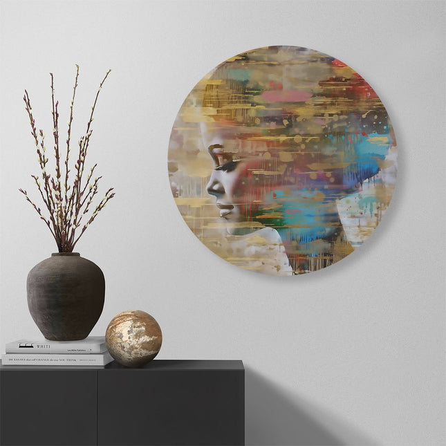 Wandcirkel muur Abstract Kunstwerk van het Gezicht van een Vrouw