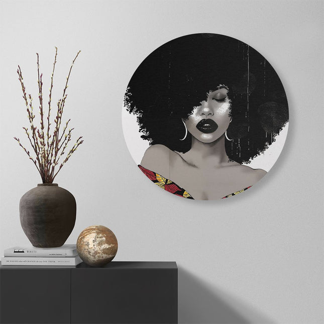 Wandcirkel muur Afrikaanse Vrouw met een Afro