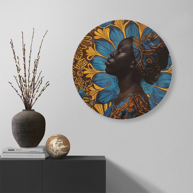 Wandcirkel muur Afrikaanse Vrouw die een Hoofddoek Draagt