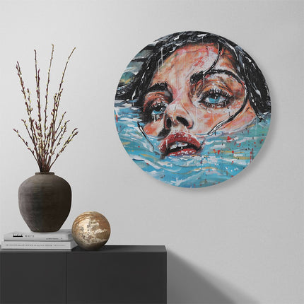 Wandcirkel muur Kunstwerk van een Vrouw in het Water