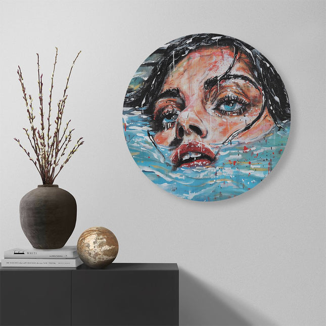 Wandcirkel muur Kunstwerk van een Vrouw in het Water