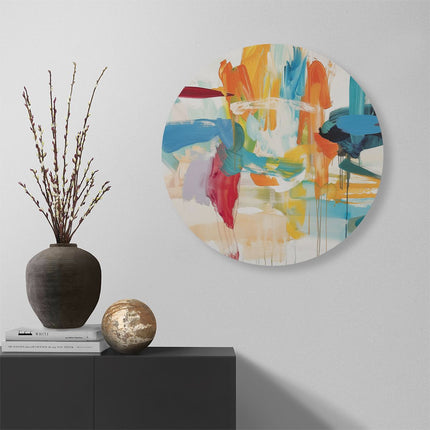 Wandcirkel muur Abstract Kunstwerk met Heldere Kleuren