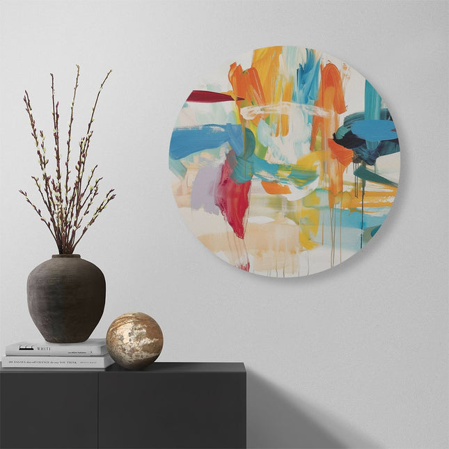 Wandcirkel muur Abstract Kunstwerk met Heldere Kleuren