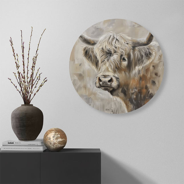 Wandcirkel muur Kunstwerk van een Hooglandkoe