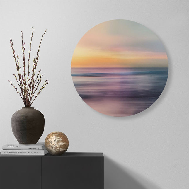 Wandcirkel muur Wazig Beeld van de Oceaan bij Zonsondergang