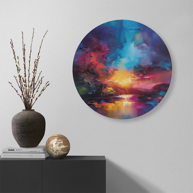 Wandcirkel muur Abstract Kunstwerk van een Zonsondergang