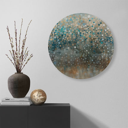 Wandcirkel muur Kunstwerk van Stippen op een Blauwe Achtergrond