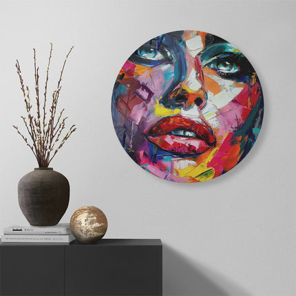 Wandcirkel muur Abstract Kunstwerk van het Gezicht van een Vrouw