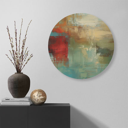 Wandcirkel muur Abstract Kunstwerk met Rode, Groene en Blauwe Kleuren