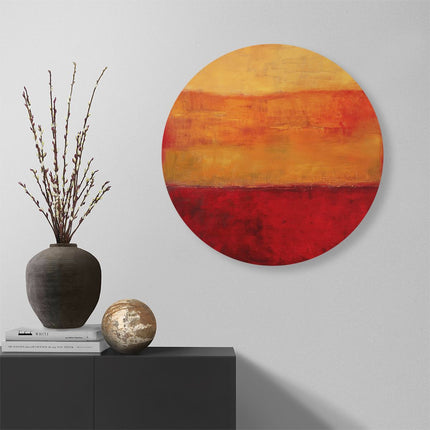 Wandcirkel muur Abstract Kunstwerk met Rode en Gele Kleuren
