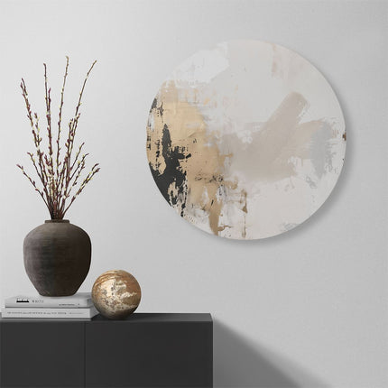 Wandcirkel muur Abstract Kunstwerk met Goud en Zwarte Verf
