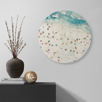 Wandcirkel muur Kunstwerk van Mensen op een Strand