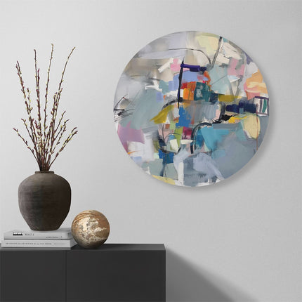 Wandcirkel muur Abstract Kunstwerk met veel Kleuren
