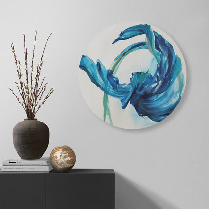 Wandcirkel muur Abstract Kunstwerk van een Blauwe Bloem