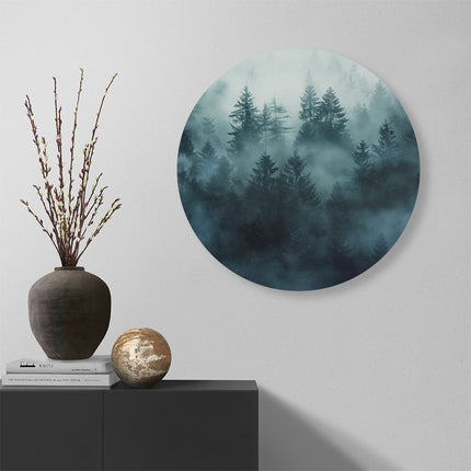 Wandcirkel muur Mistig Bos met Pijnbomen