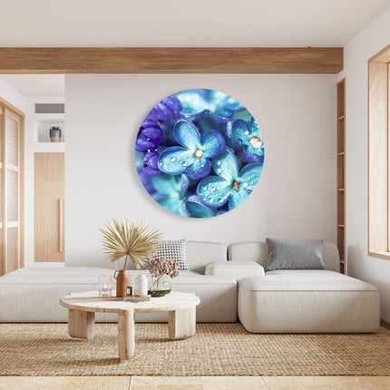 Wandcirkel woonkamer Blauwe Lila Bloemen - Seringen