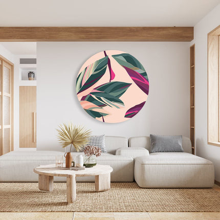 Wandcirkel woonkamer Bloem Bladeren - Bloemen - Abstract