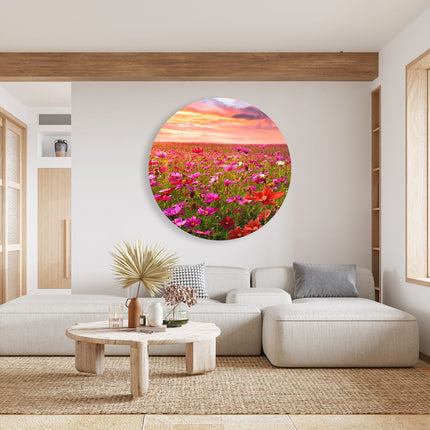 Wandcirkel woonkamer Kleurrijke Kosmos Bloemenveld