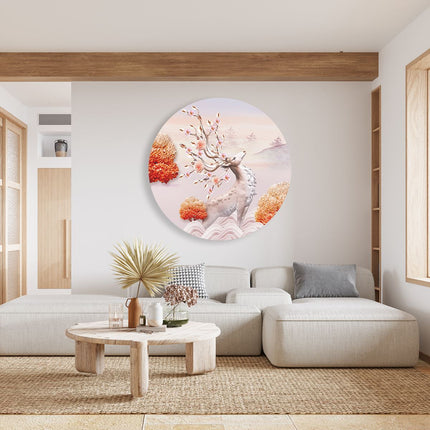 Wandcirkel woonkamer 3D Illustratie Hert - Abstract