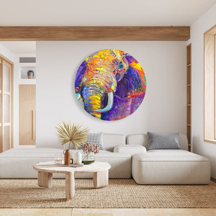 Wandcirkel woonkamer Olifant Van Olieverf - Kleur - Abstract