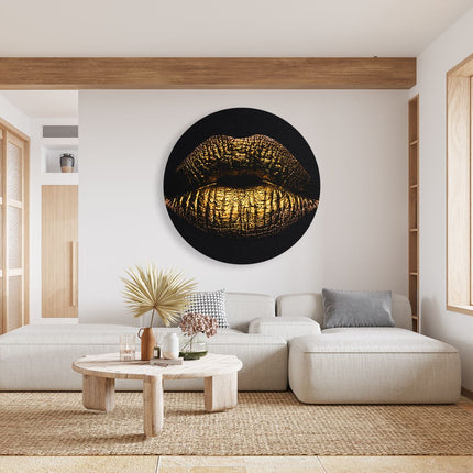 Wandcirkel woonkamer Gouden Lippen