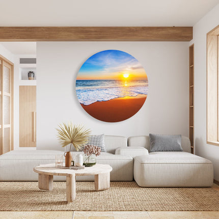 Wandcirkel woonkamer Strand En Zee Tijdens Zonsondergang