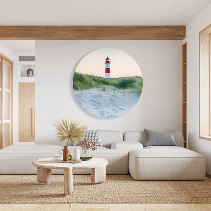 Wandcirkel woonkamer Strand En Duinen Met Een Vuurtoren