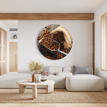 Wandcirkel woonkamer Zak Koffiebonen