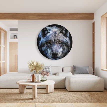 Wandcirkel woonkamer Grijze Wolvenkop - Wolf