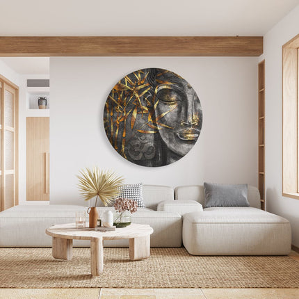 Wandcirkel woonkamer Gouden Boeddha Van Aquarel - Abstract