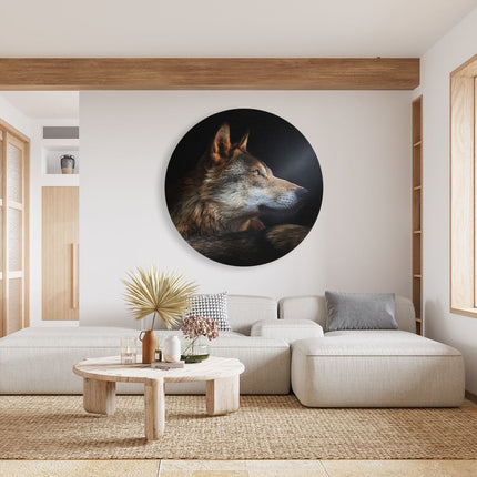 Wandcirkel woonkamer Wolvenkop Met Een Zonnestraal - Wolf