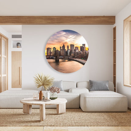 Wandcirkel woonkamer Brooklyn Bridge Brug In New York