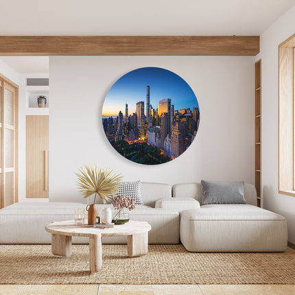 Wandcirkel woonkamer New York Bij Zonsopgang