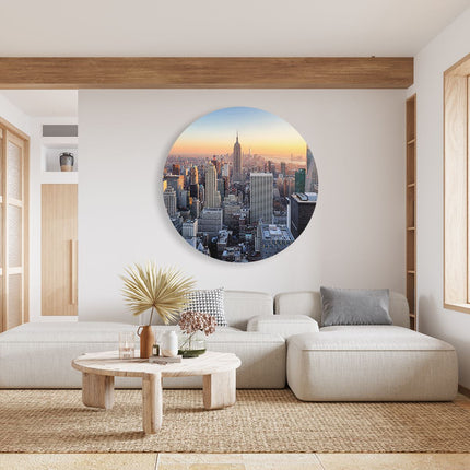 Wandcirkel woonkamer New York Skyline Met Wolkenkrabbers