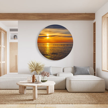 Wandcirkel woonkamer Zonsondergang In De Zee