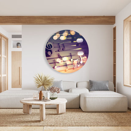 Wandcirkel woonkamer Illustratie Van Muzieknoten - Abstract