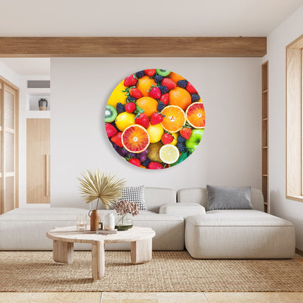 Wandcirkel woonkamer Kleurrijke Fruit Achtergrond