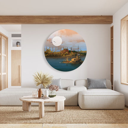 Wandcirkel woonkamer Illustratie Van De Maiden's Tower In Istanbul