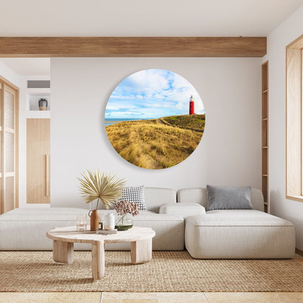 Wandcirkel woonkamer Vuurtoren met Duinen in Texel