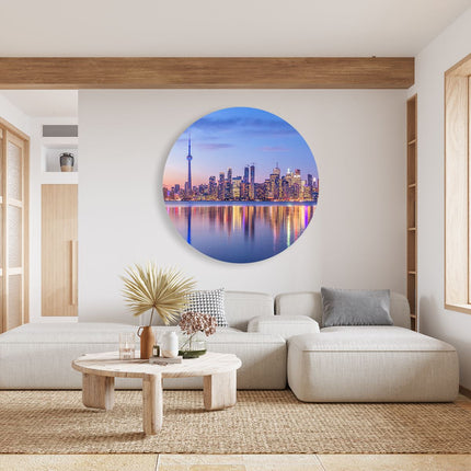 Wandcirkel woonkamer Toronto Skyline in Canada