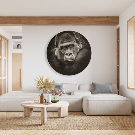 Wandcirkel woonkamer Gorilla - Zwart Wit