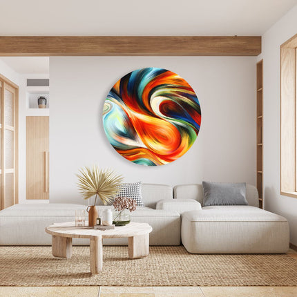 Wandcirkel woonkamer Abstracte Kunst van Kleurrijke Verf