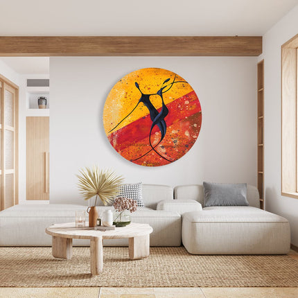 Wandcirkel woonkamer Abstracte Kunst - Dansend Afrikaans Paar